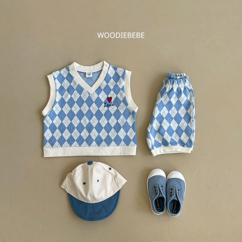 Woodie - Korean Children Fashion - #Kfashion4kids - Argyle Vest Top Bottom Set - 3