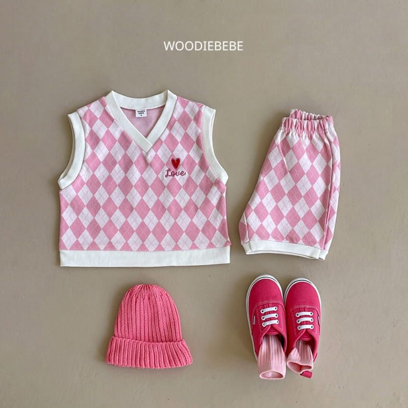 Woodie - Korean Children Fashion - #Kfashion4kids - Argyle Vest Top Bottom Set - 4