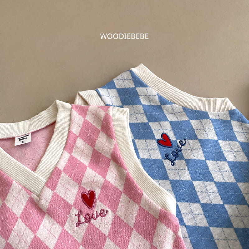 Woodie - Korean Children Fashion - #minifashionista - Argyle Vest Top Bottom Set - 6