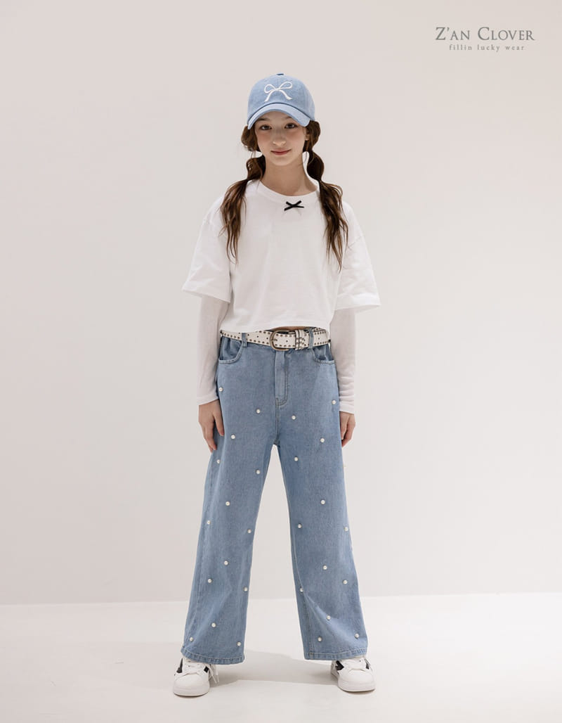 Zan Clover - Korean Children Fashion - #littlefashionista - Pearl Denim Pants - 5