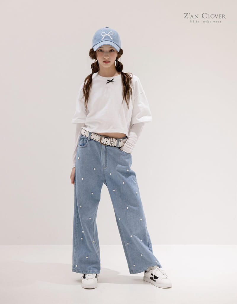 Zan Clover - Korean Children Fashion - #magicofchildhood - Pearl Denim Pants - 6