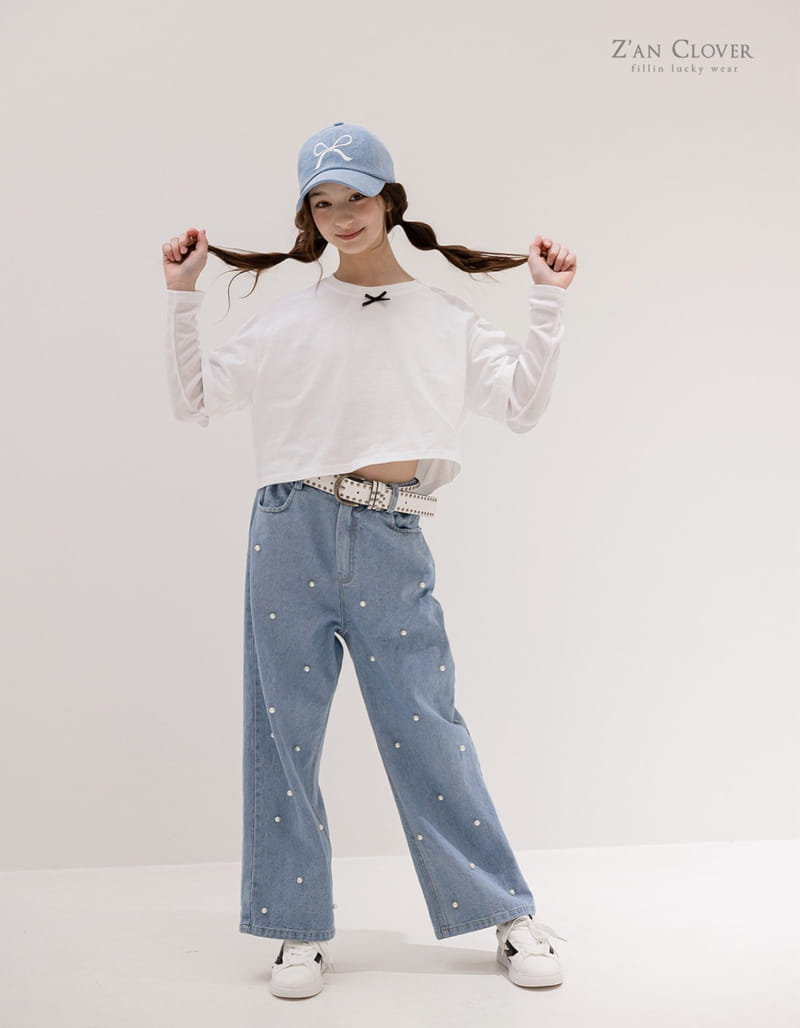 Zan Clover - Korean Children Fashion - #prettylittlegirls - Pearl Denim Pants - 8