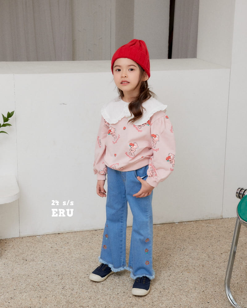 e.ru - Korean Children Fashion - #todddlerfashion - Denim Span Rose Pants - 8