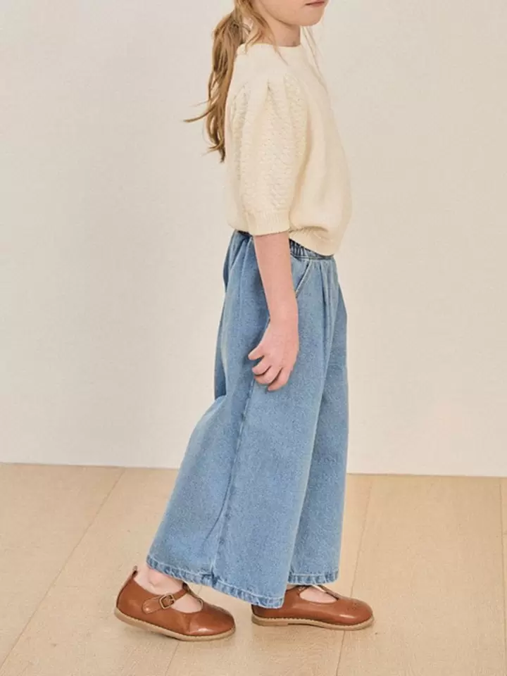 Wrinkle Denim Wide Pants