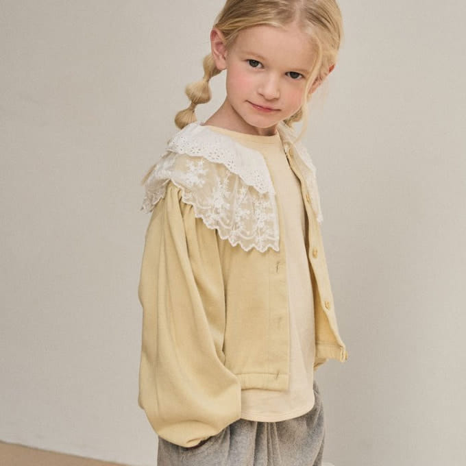 A-Market - Korean Children Fashion - #Kfashion4kids - Lace Terry Cardigan