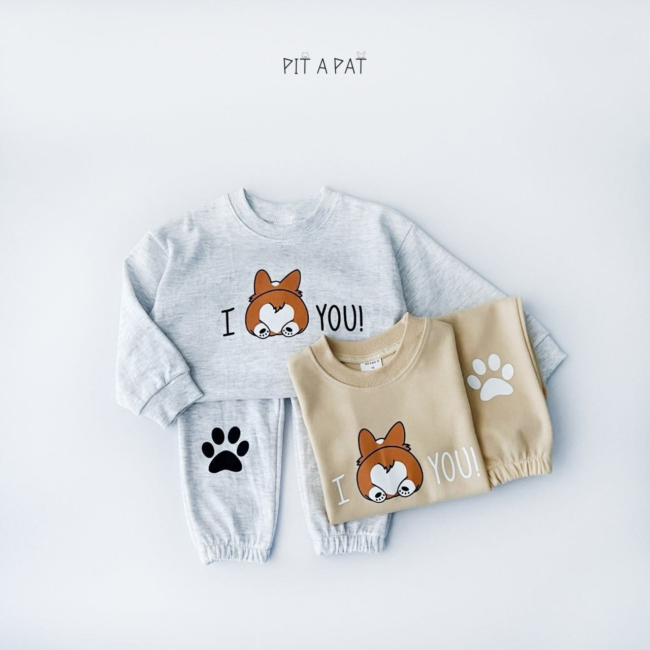 A-Market - Korean Children Fashion - #minifashionista - Corgi Love You Top Bottom Set - 6