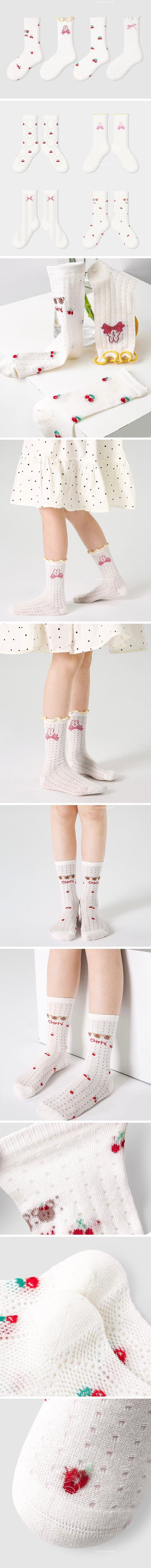 A.JAYE - Korean Children Fashion - #Kfashion4kids - 661 Cherry Bear Socks - 2