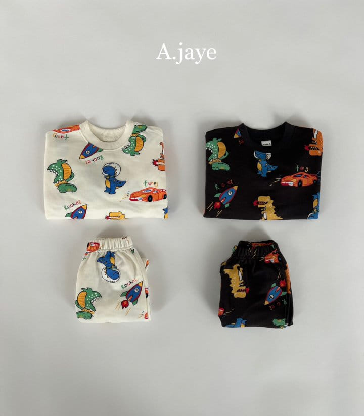 A.JAYE - Korean Children Fashion - #discoveringself - Rocket Dinosaur Top Bottom Set 