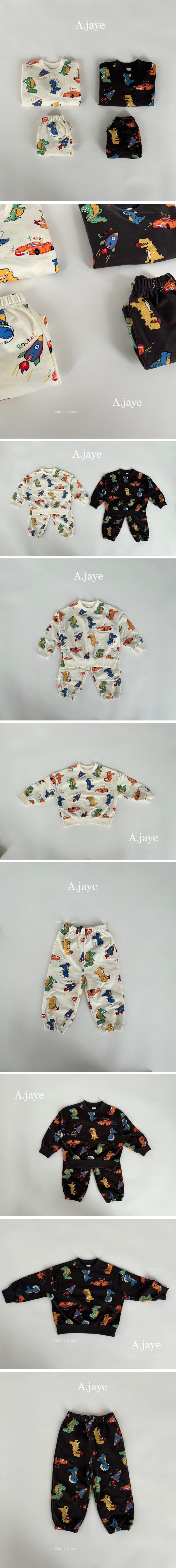 A.JAYE - Korean Children Fashion - #fashionkids - Rocket Dinosaur Top Bottom Set  - 2