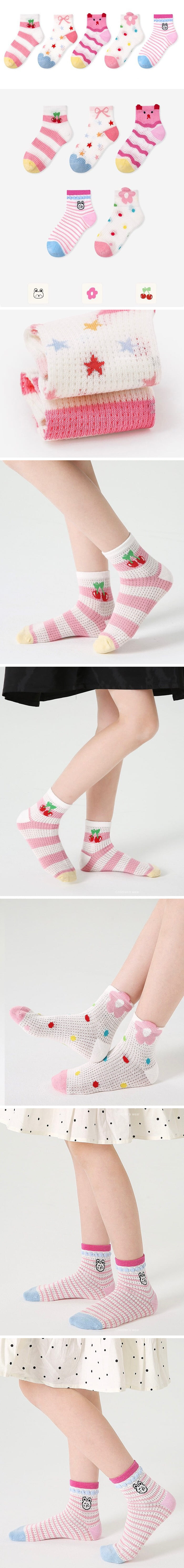 A.JAYE - Korean Children Fashion - #minifashionista - 710 Cherry Star Socks - 2