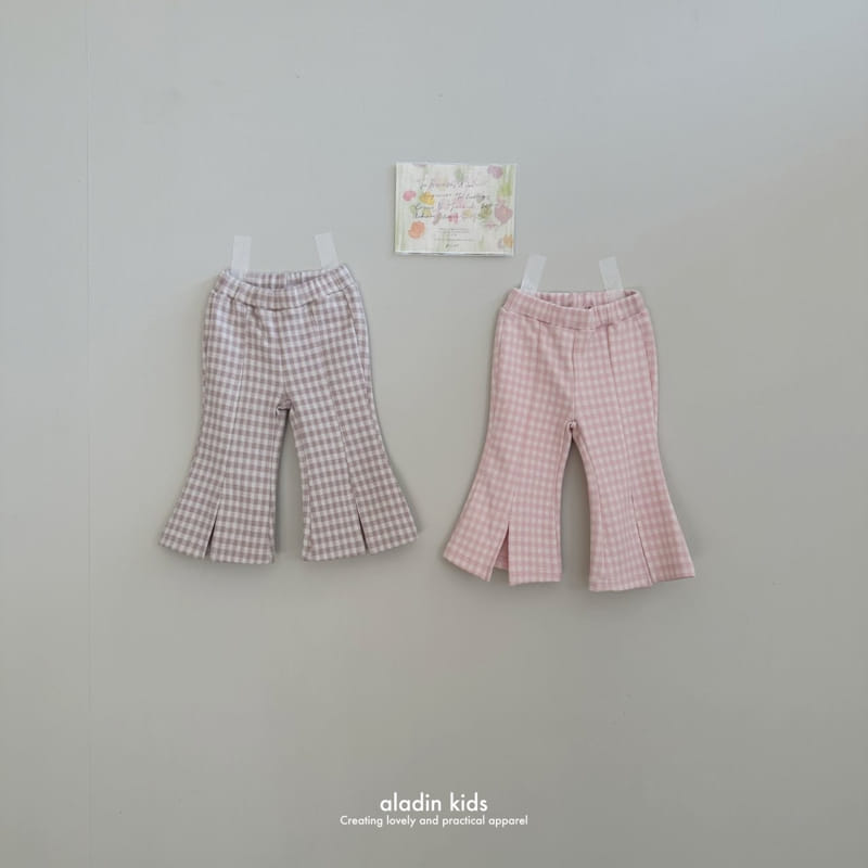 Aladin - Korean Children Fashion - #childrensboutique - Check Slit Boots Cut Pants