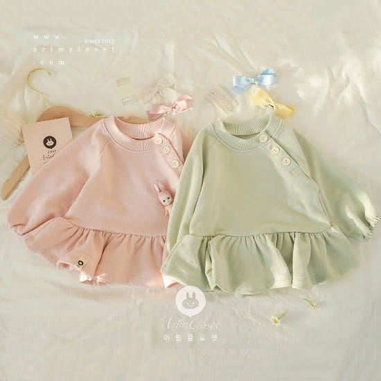 Arim Closet - Korean Children Fashion - #discoveringself - Olive Strawberry Baby Button C Blouse