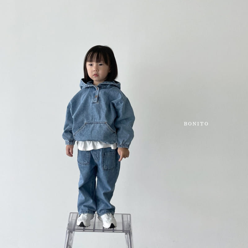 Bonito - Korean Baby Fashion - #babyboutiqueclothing - Denim Kangaroo Hoody Tee