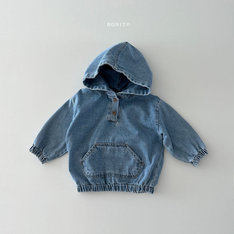 Bonito - Korean Baby Fashion - #babyoutfit - Denim Kangaroo Hoody Tee - 10