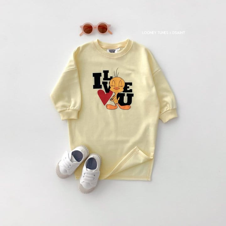 Dsaint - Korean Children Fashion - #stylishchildhood - I Love T Slit One-Piece - 6