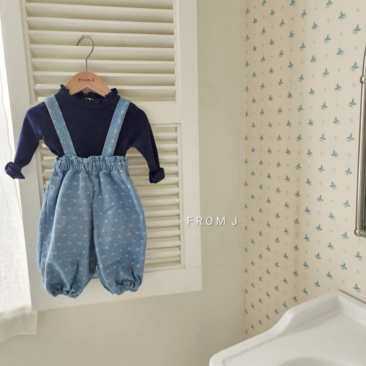 From J - Korean Baby Fashion - #babyboutique - Dot Denim Dungarees Pants - 2