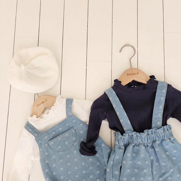 From J - Korean Baby Fashion - #babyfashion - Dot Denim Dungarees Pants - 6