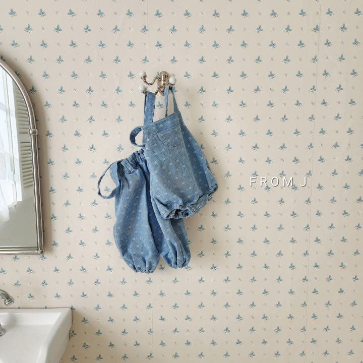 From J - Korean Baby Fashion - #babyfever - Dot Denim Dungarees Pants - 7