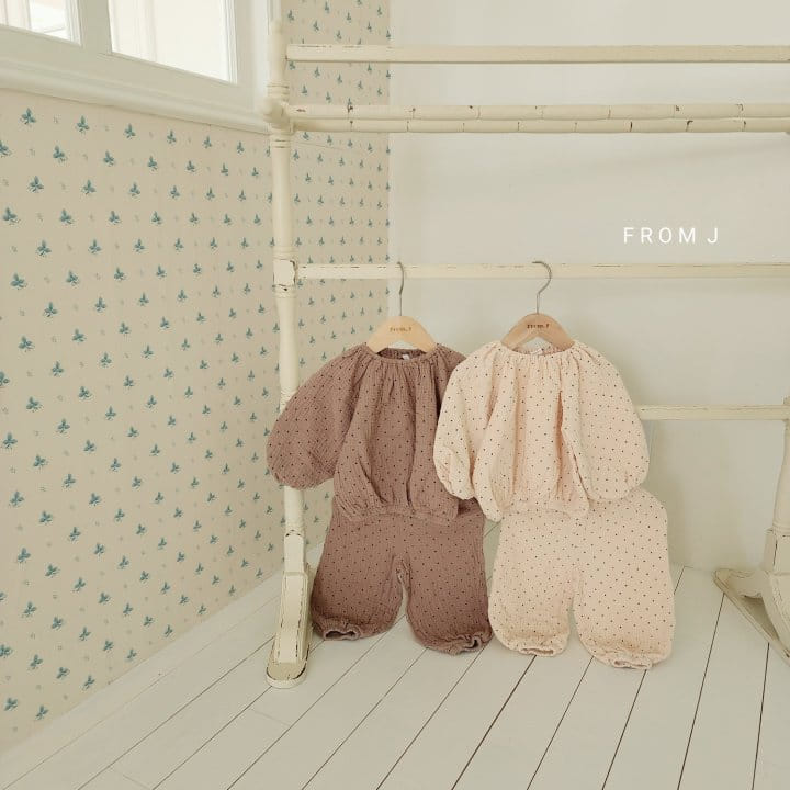 From J - Korean Baby Fashion - #babylifestyle - Yoru Dot Top Bottom Set - 8