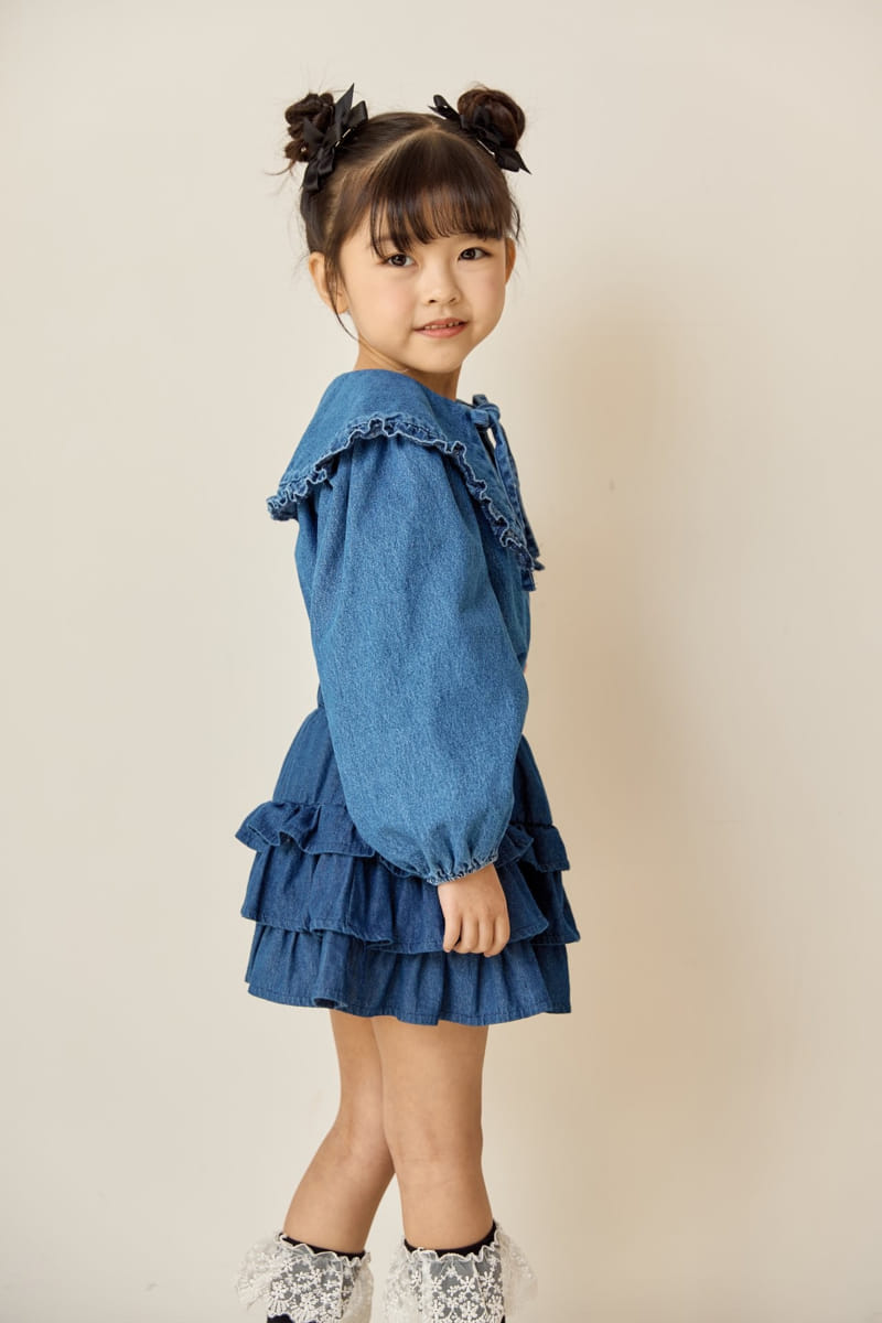 Ggomare - Korean Children Fashion - #magicofchildhood - Denim Frill Blouse - 11