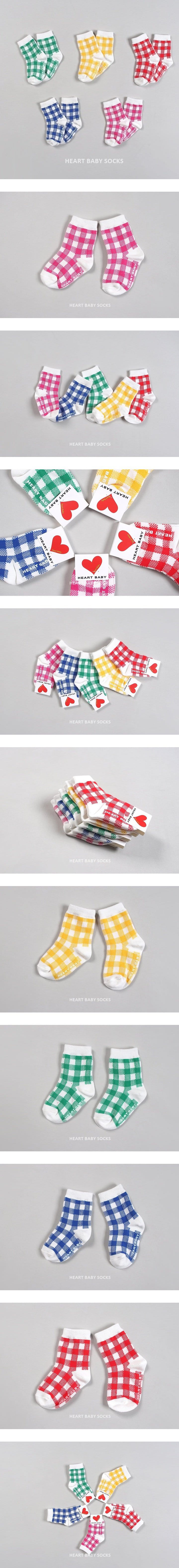 Heart Baby - Korean Baby Fashion - #babyfever - Cute Check Socks - 2