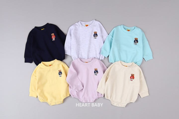 Heart Baby - Korean Baby Fashion - #babyootd - Bear Embroidery Body Suit