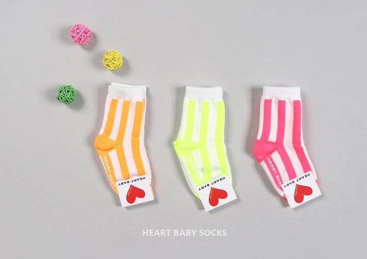 Heart Baby - Korean Baby Fashion - #babyoutfit - Neon Line Socks