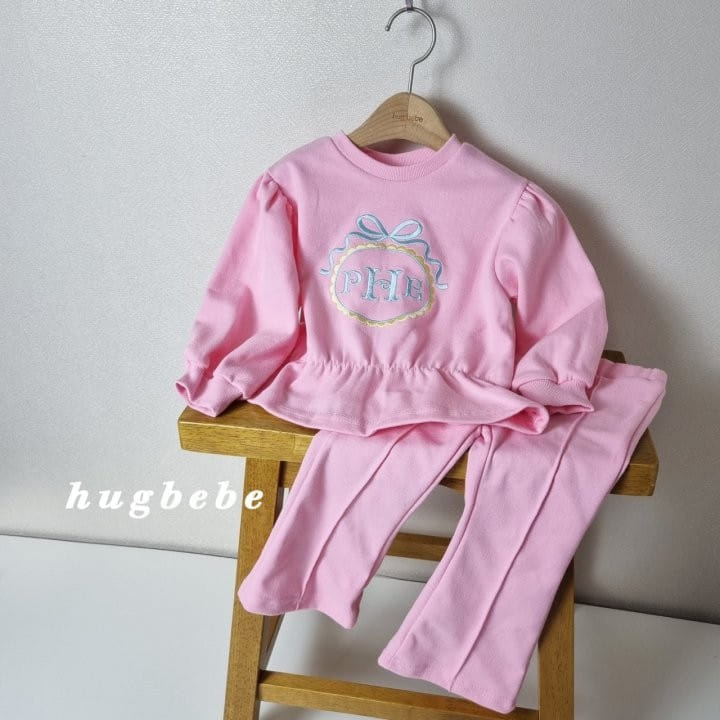 Hug Bebe - Korean Children Fashion - #Kfashion4kids - Ribbon Embroidery Top Bottom Set - 6