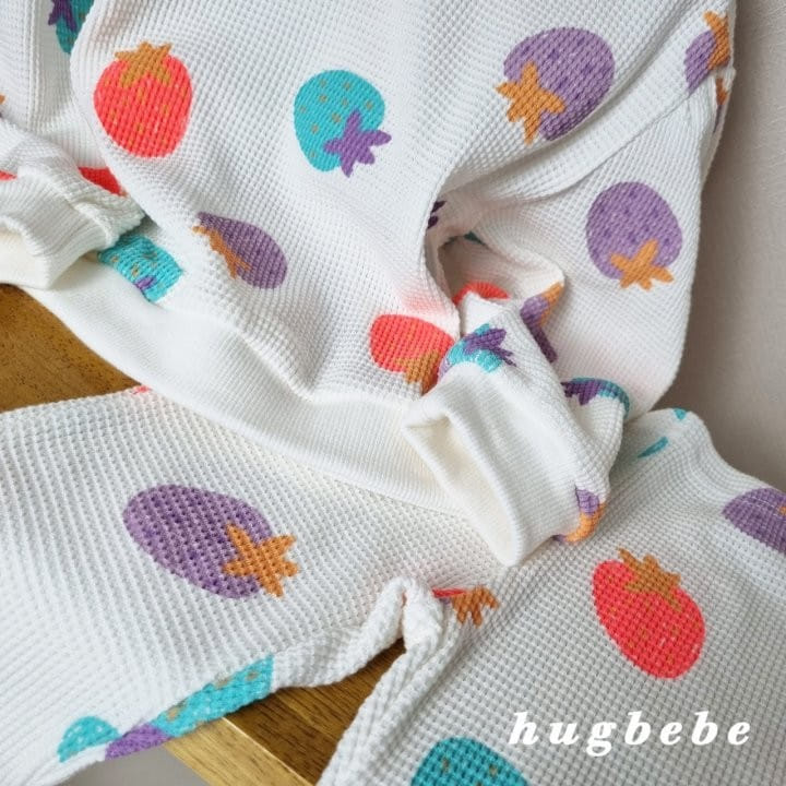 Hug Bebe - Korean Children Fashion - #kidzfashiontrend - Waffle Strawberry Top Bottom Set - 4