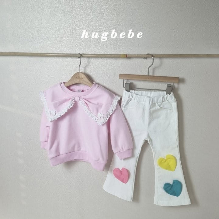 Hug Bebe - Korean Children Fashion - #childofig - Ribbon Lace Big Collar Sweatshirt - 3