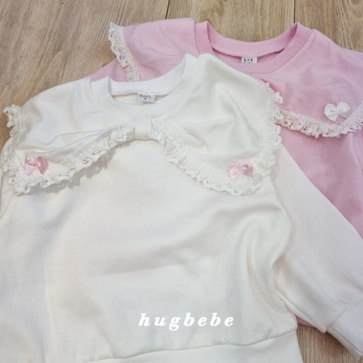 Hug Bebe - Korean Children Fashion - #designkidswear - Ribbon Lace Big Collar Sweatshirt - 6