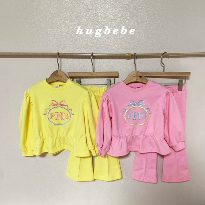 Hug Bebe - Korean Children Fashion - #discoveringself - Ribbon Embroidery Top Bottom Set