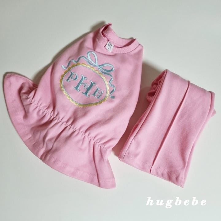 Hug Bebe - Korean Children Fashion - #littlefashionista - Ribbon Embroidery Top Bottom Set - 7