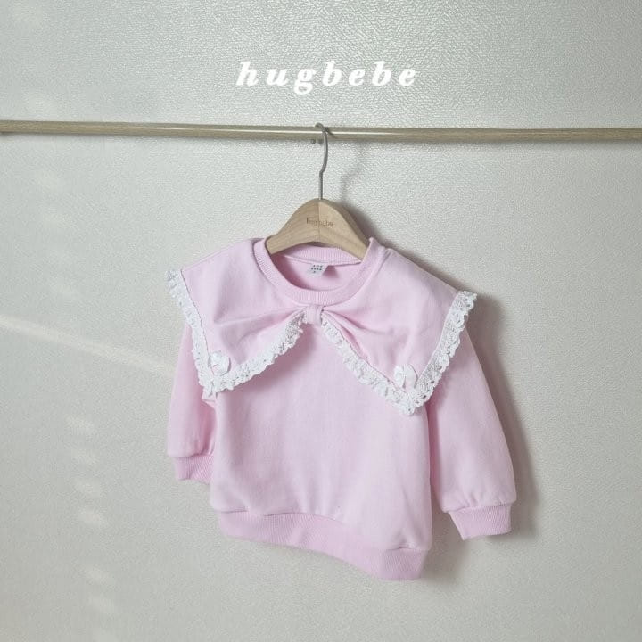 Hug Bebe - Korean Children Fashion - #minifashionista - Ribbon Lace Big Collar Sweatshirt