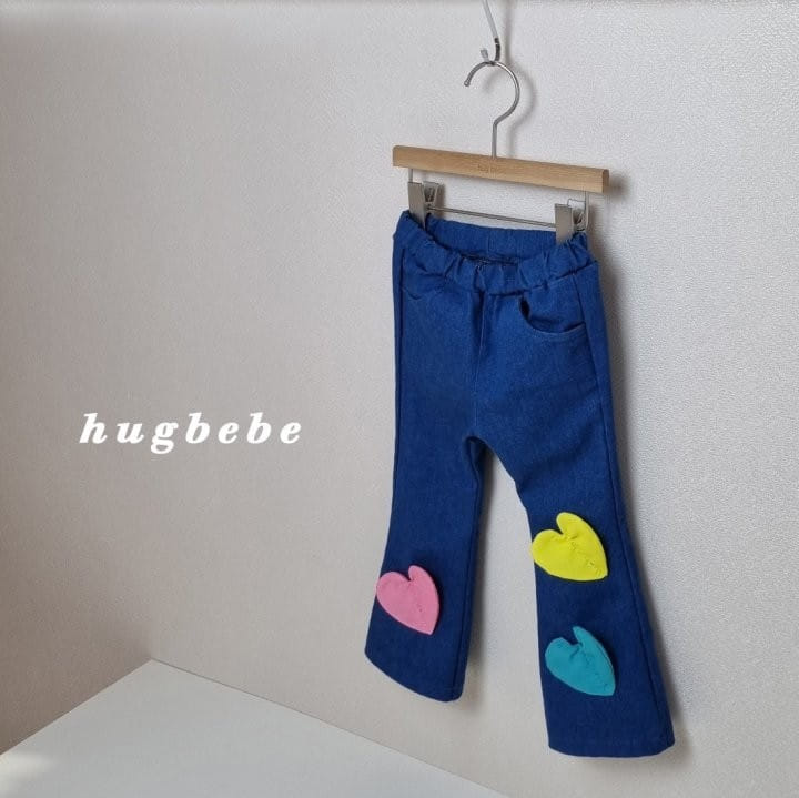 Hug Bebe - Korean Children Fashion - #toddlerclothing - Heart Boots Cut Pants - 2