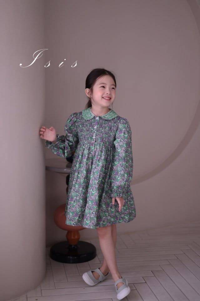 Isis - Korean Children Fashion - #childofig - Collar Embroidery Flower One-Piece - 2