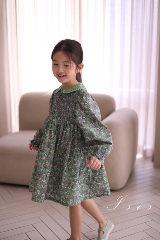 Isis - Korean Children Fashion - #childrensboutique - Collar Embroidery Flower One-Piece - 3