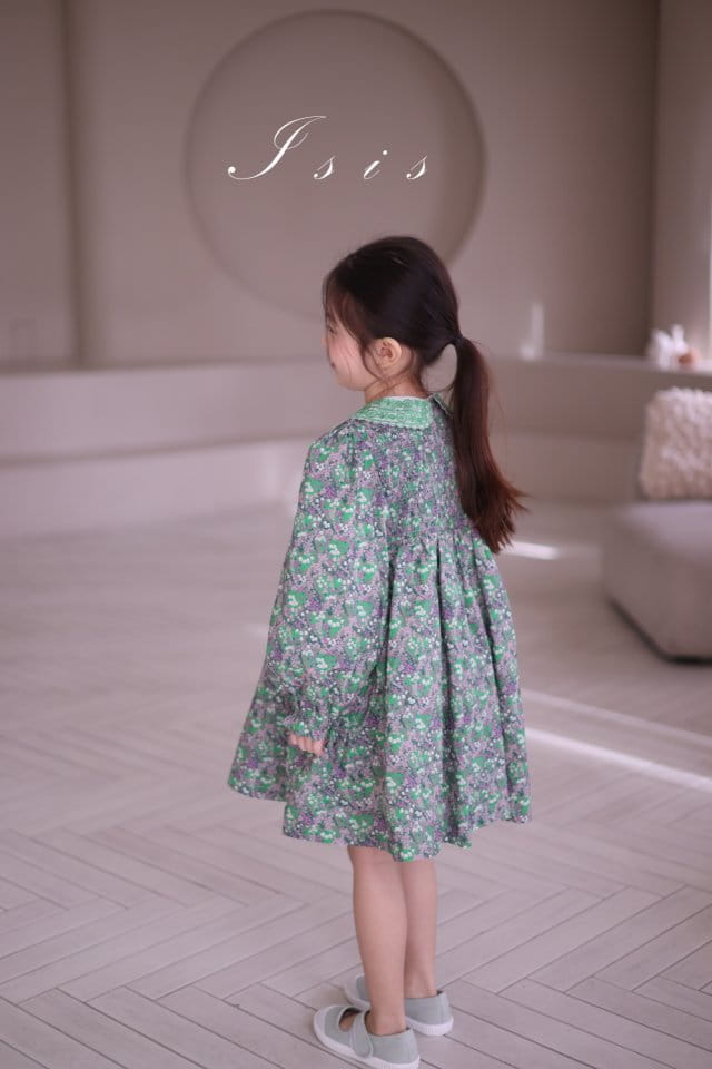 Isis - Korean Children Fashion - #childrensboutique - Collar Embroidery Flower One-Piece - 4