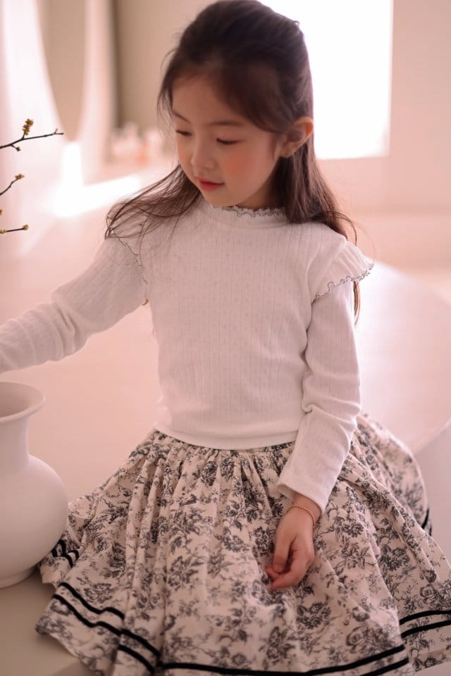 Isis - Korean Children Fashion - #designkidswear - Flower Paint Two Line Skirt - 9