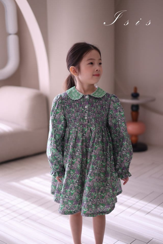 Isis - Korean Children Fashion - #discoveringself - Collar Embroidery Flower One-Piece - 5