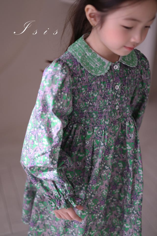 Isis - Korean Children Fashion - #kidsstore - Collar Embroidery Flower One-Piece - 8