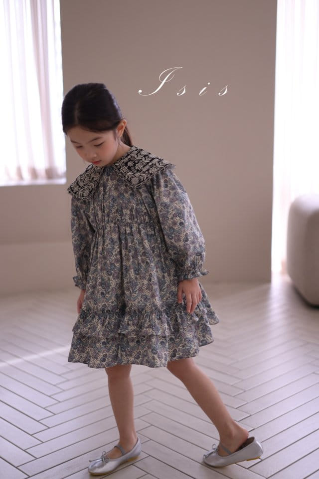 Isis - Korean Children Fashion - #stylishchildhood - Big Collar Embroidery One-Piece - 3