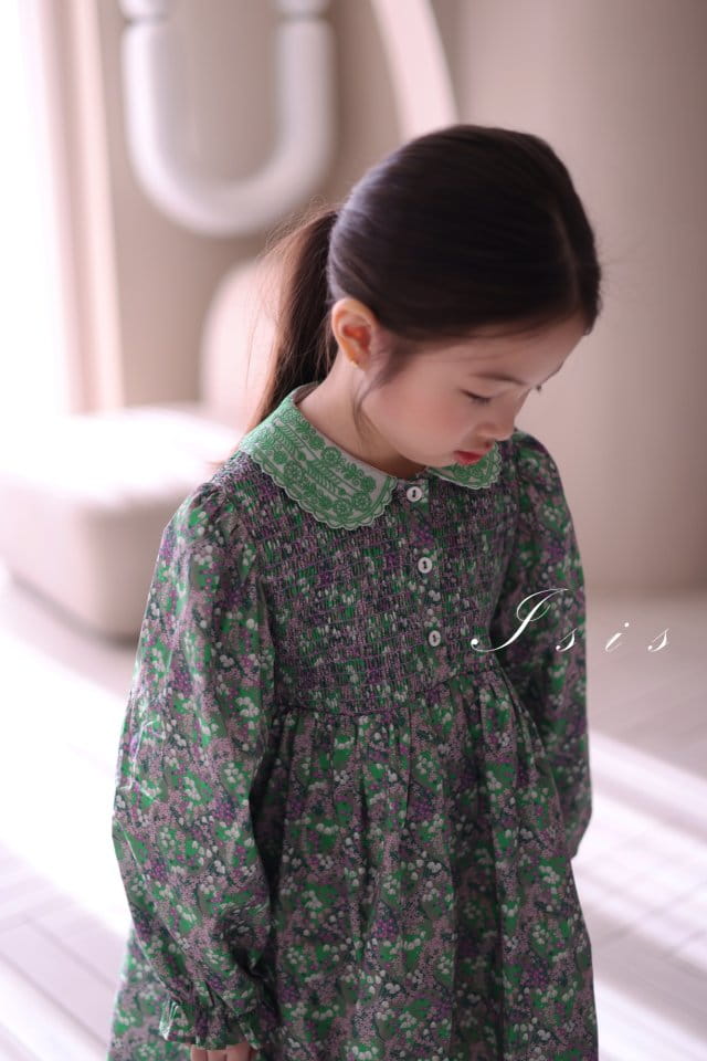 Isis - Korean Children Fashion - #stylishchildhood - Collar Embroidery Flower One-Piece