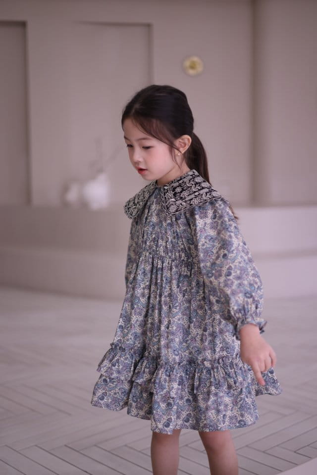 Isis - Korean Children Fashion - #todddlerfashion - Big Collar Embroidery One-Piece