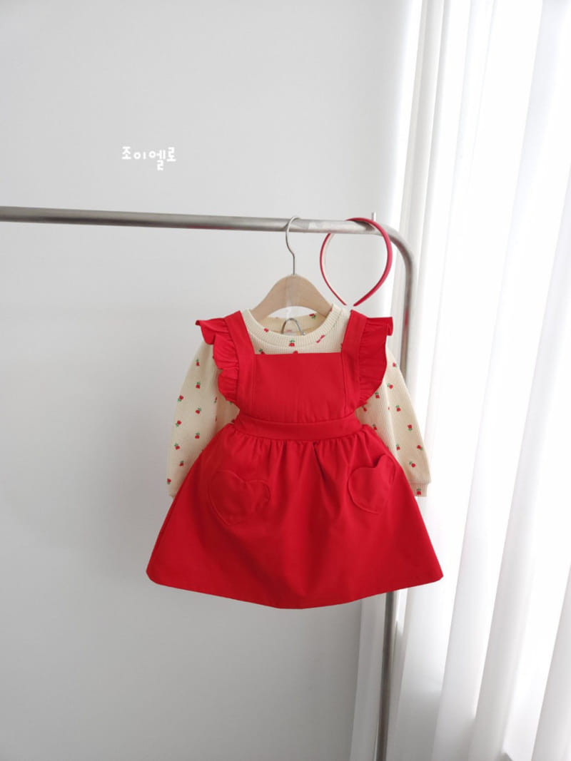 Joyello - Korean Children Fashion - #Kfashion4kids - Heart Apron One-Piece - 2