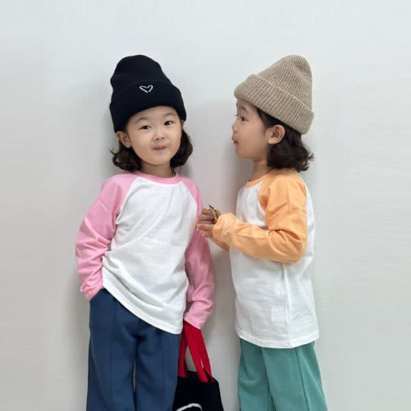 Little Rabbit - Korean Children Fashion - #kidsshorts - Color Raglan Tee