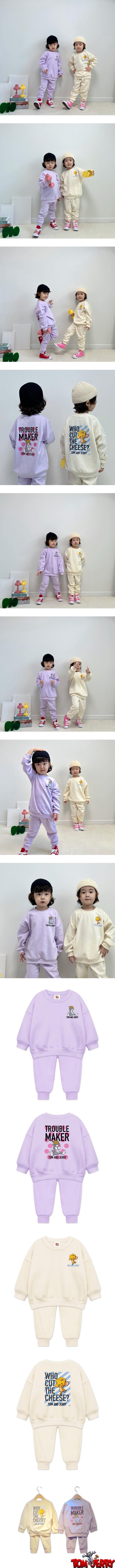 Little Rabbit - Korean Children Fashion - #kidzfashiontrend - Ivory Purple Top Bottom Set - 2