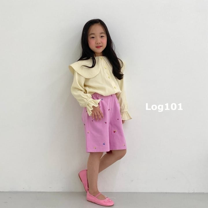 Log101 - Korean Children Fashion - #discoveringself - Pansy Flower Embroidery Shorts