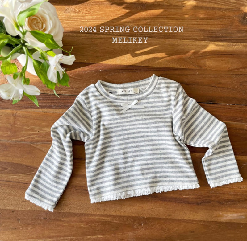 Melikey - Korean Children Fashion - #kidzfashiontrend - Eyelet Ribbon Tee - 4