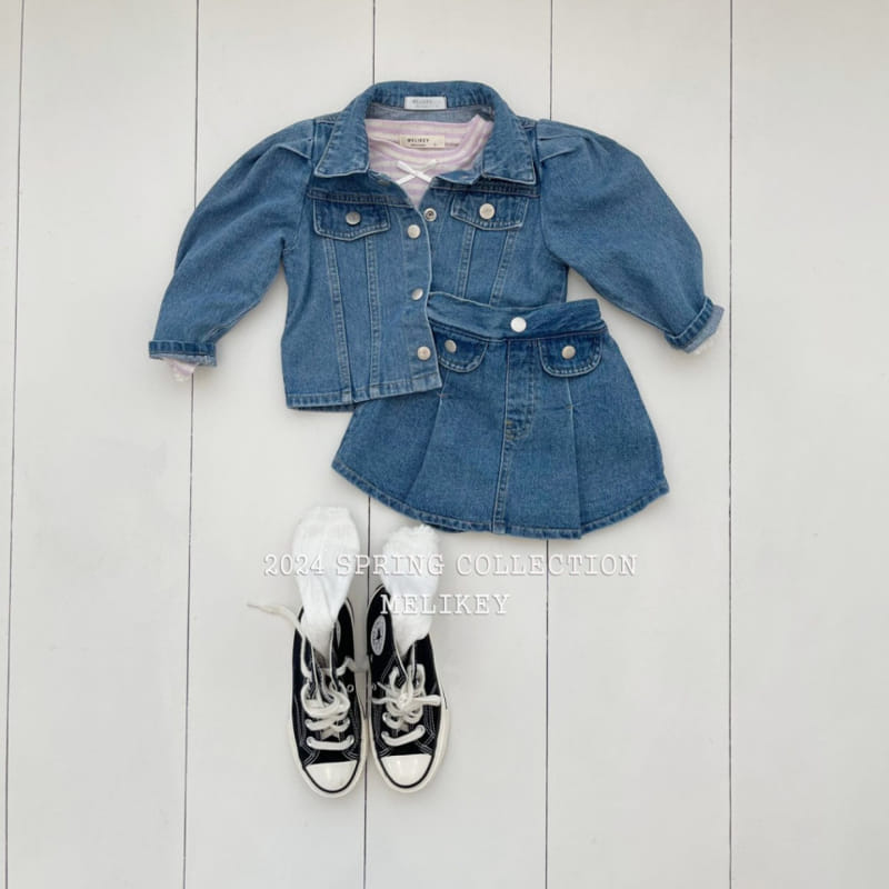 Melikey - Korean Children Fashion - #kidsshorts - Puff Denim Jacket - 7